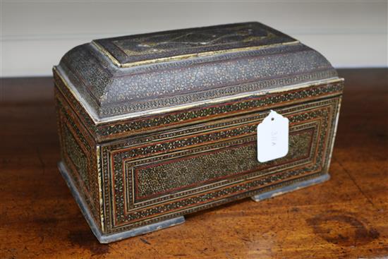 An Indian lacquered casket, velvet-lined